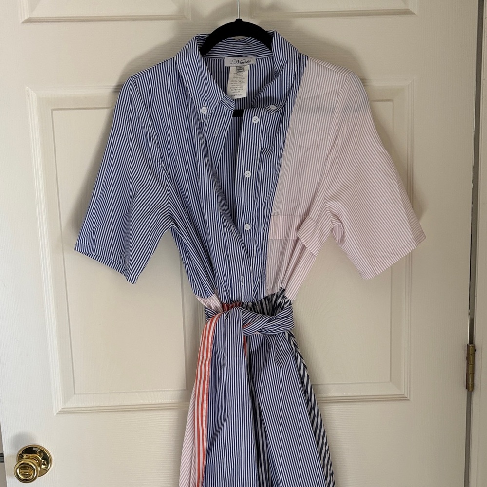 Striped Blue and White Women's Maxi Dress
